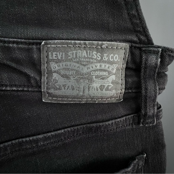 Levis denim jean overalls zipper side zip black 27 skinny cropped ankle - Picture 12 of 12